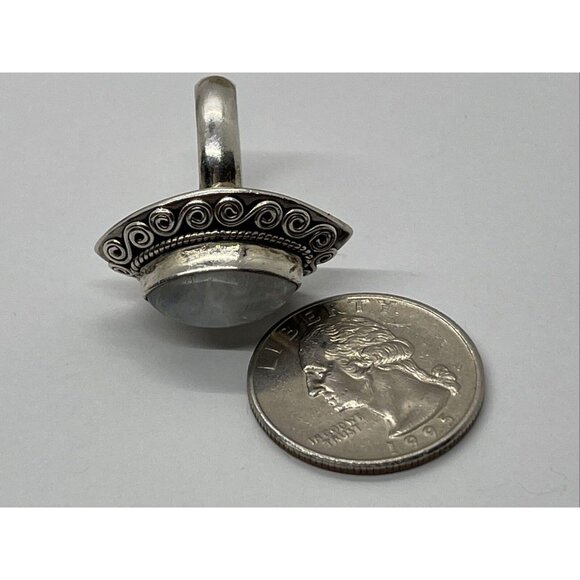 Doug Paulus Vintage Sterling Silver Ring 925 Size 6.5 Moonstone Bali Style - Picture 7 of 9